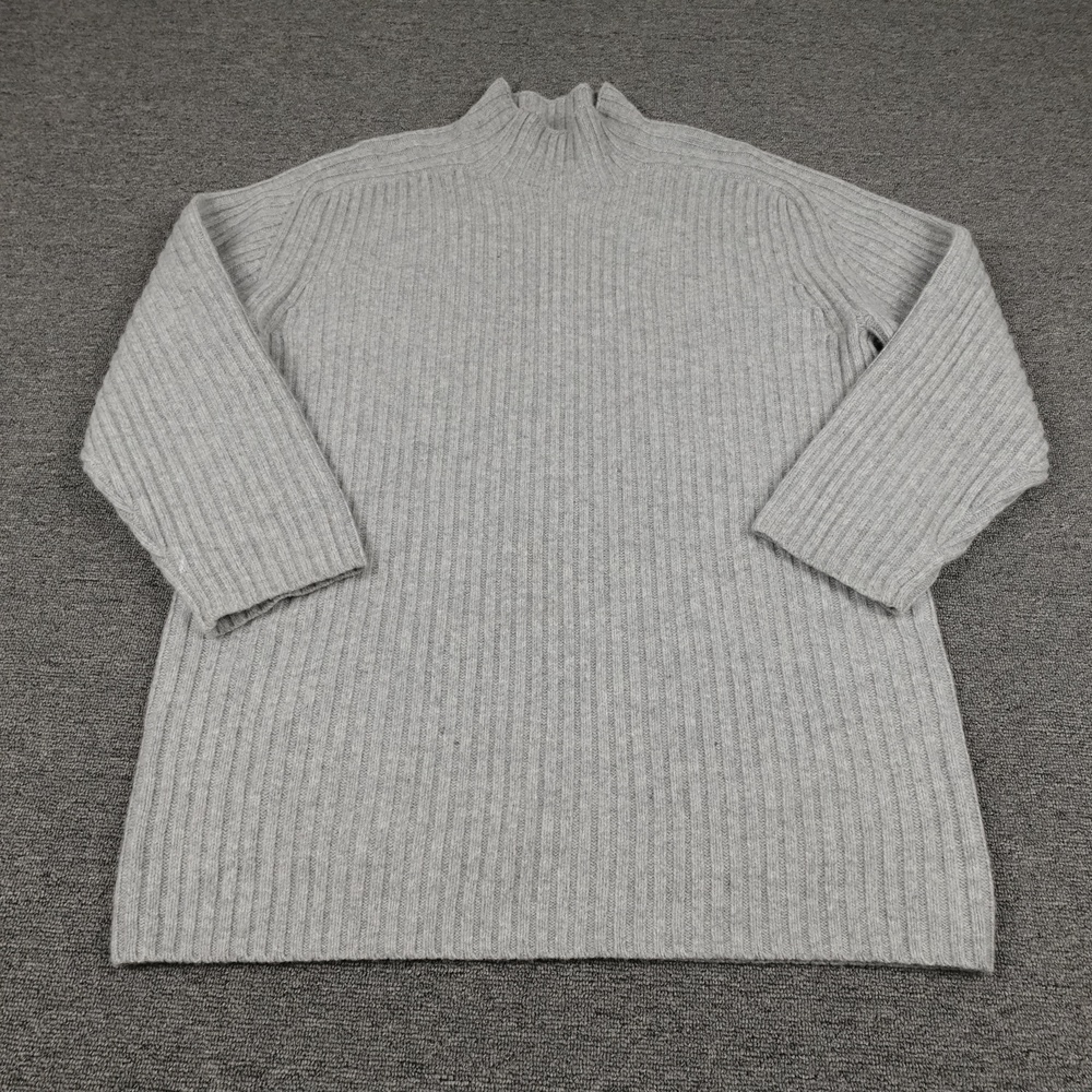 J.Crew Sweater Dress Womens Medium Gray Ribbed Turtleneck Wool Mini Lambswool
